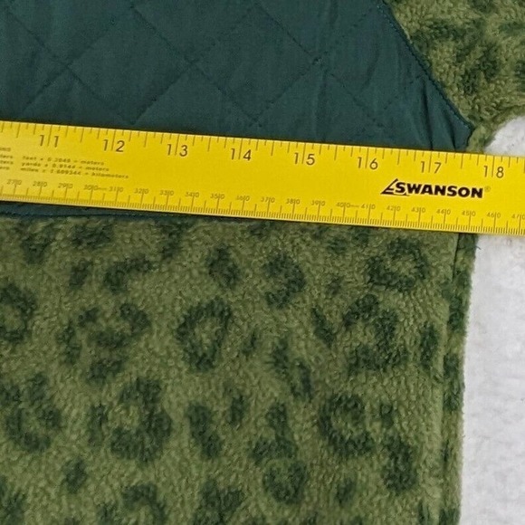 J. Crew Quilted Sherpa Fleece Women Snap Button Neck Green Pullover NEW - Picture 6 of 13